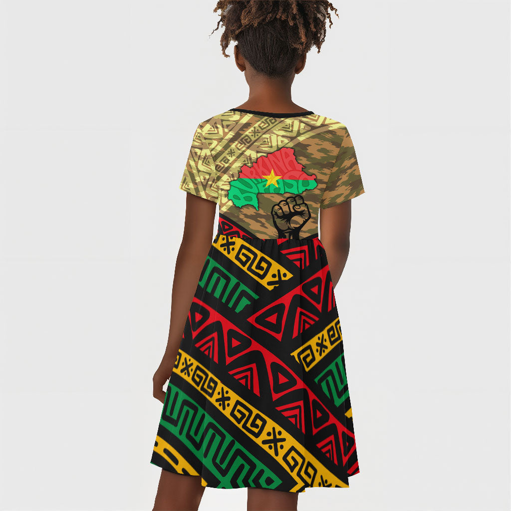 Ibrahim Traore Burkina Faso Kid Short Sleeve Dress West African Revolutionary Art