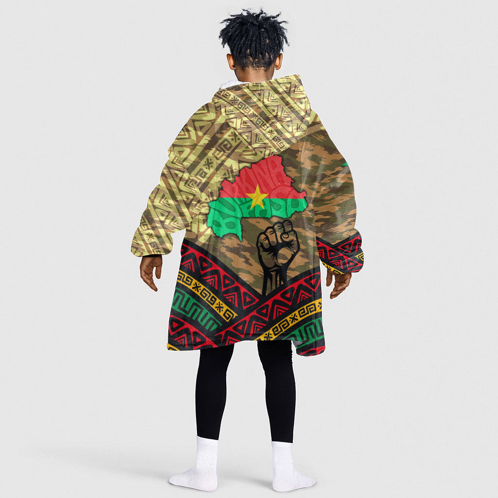 Ibrahim Traore Burkina Faso Kid Wearable Blanket Hoodie West African Revolutionary Art