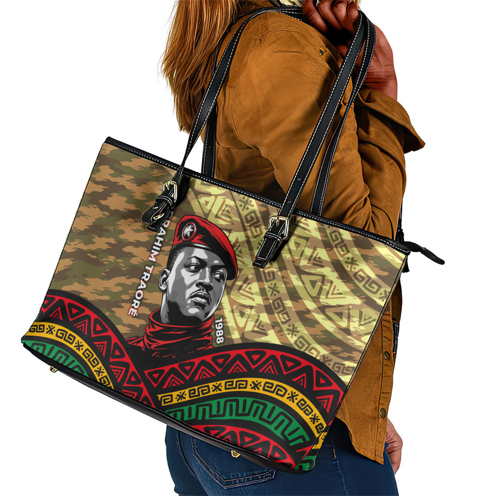 Ibrahim Traore Burkina Faso Leather Tote Bag West African Revolutionary Art