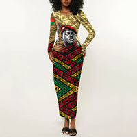 Ibrahim Traore Burkina Faso Long Sleeve Bodycon Dress West African Revolutionary Art