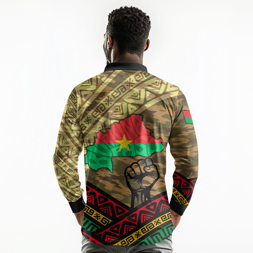 Ibrahim Traore Burkina Faso Long Sleeve Polo Shirt West African Revolutionary Art