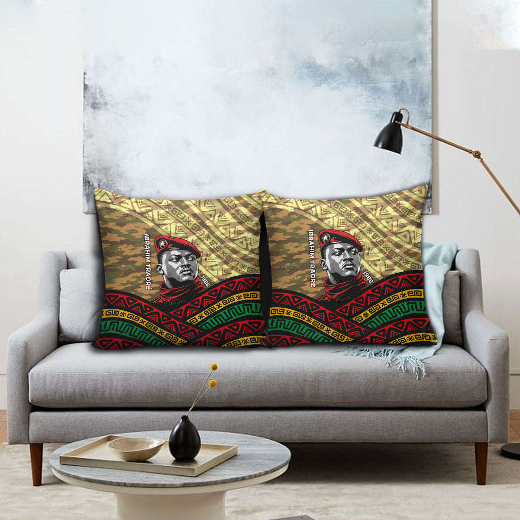 Ibrahim Traore Burkina Faso Pillow Cover West African Revolutionary Art