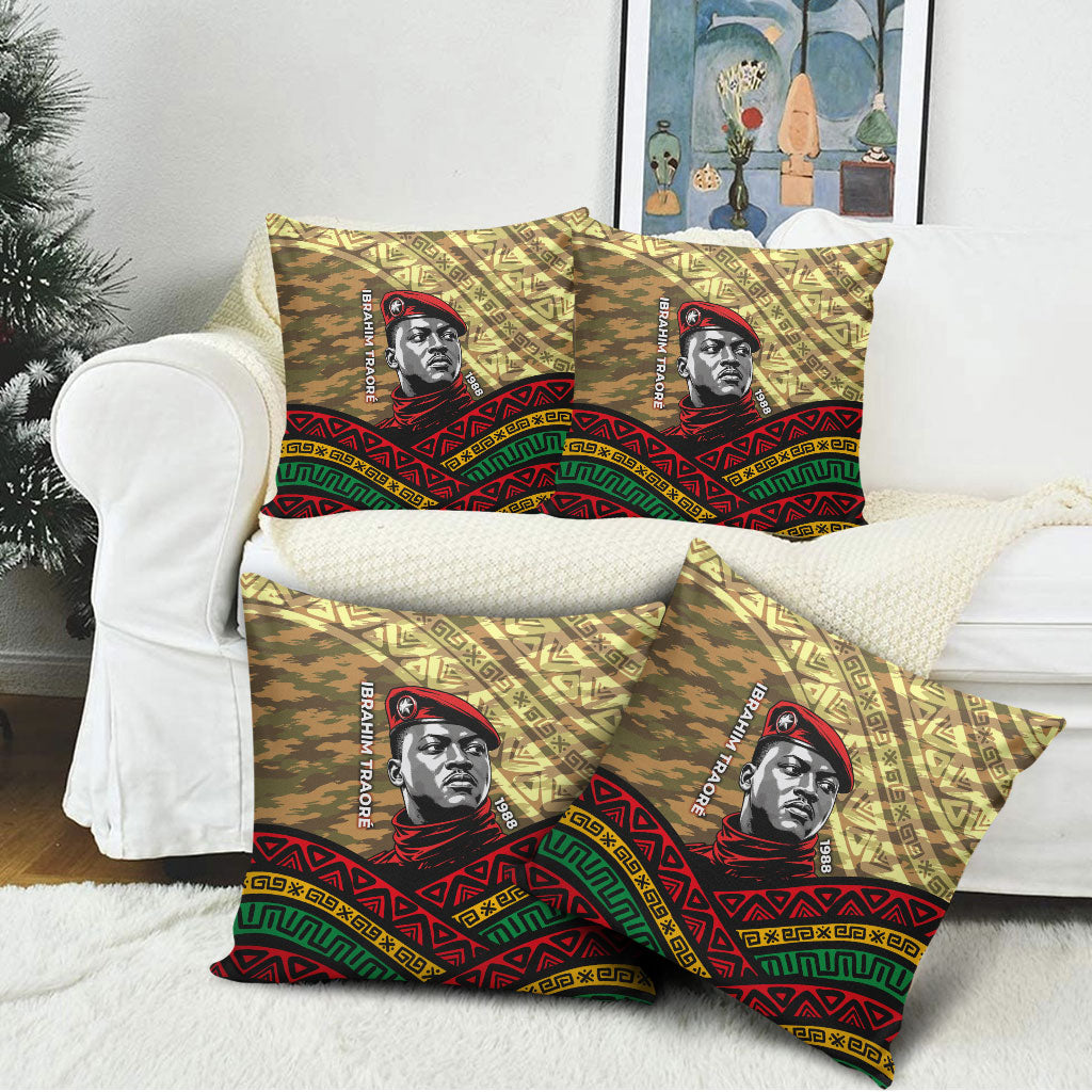 Ibrahim Traore Burkina Faso Pillow Cover West African Revolutionary Art