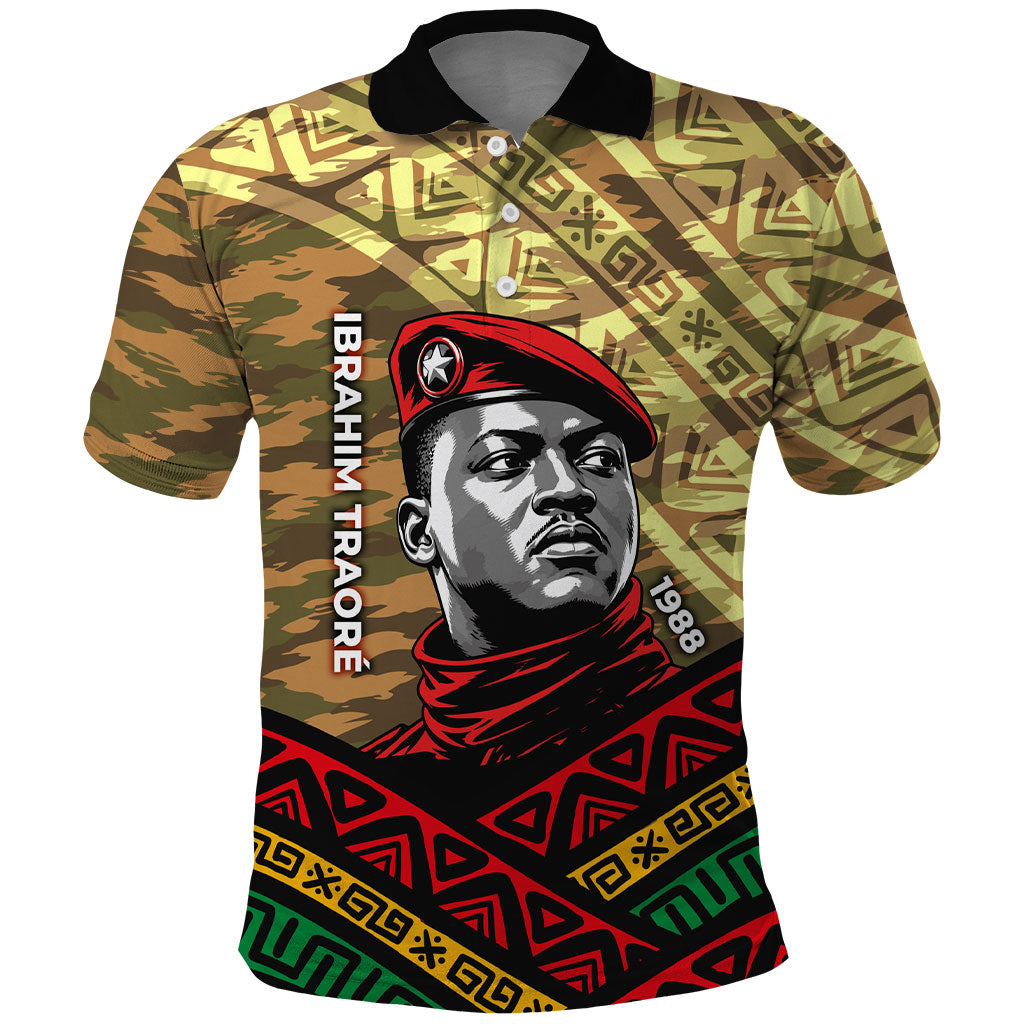 Ibrahim Traore Burkina Faso Polo Shirt West African Revolutionary Art