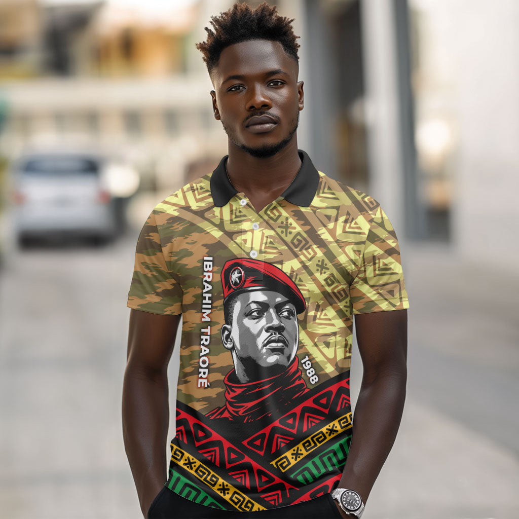 Ibrahim Traore Burkina Faso Polo Shirt West African Revolutionary Art