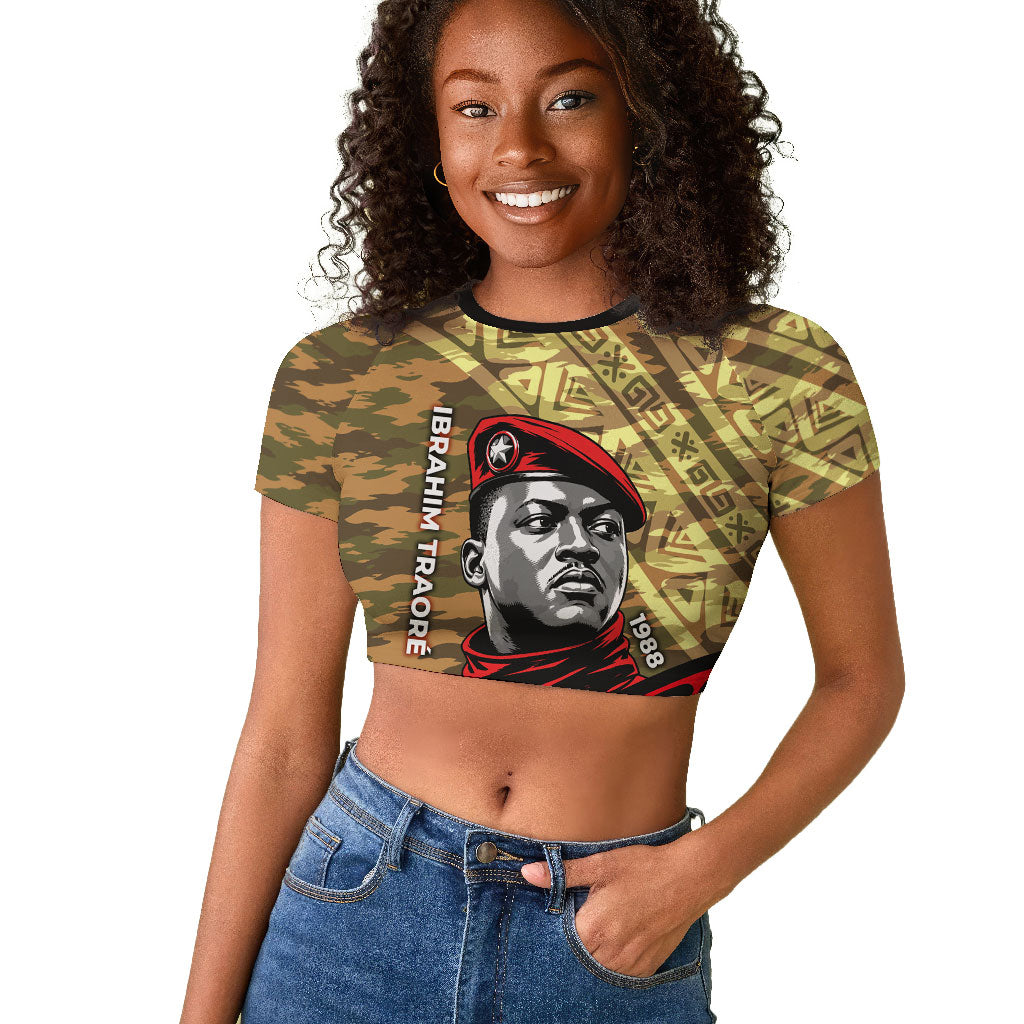 Ibrahim Traore Burkina Faso Raglan Cropped T shirt West African Revolutionary Art