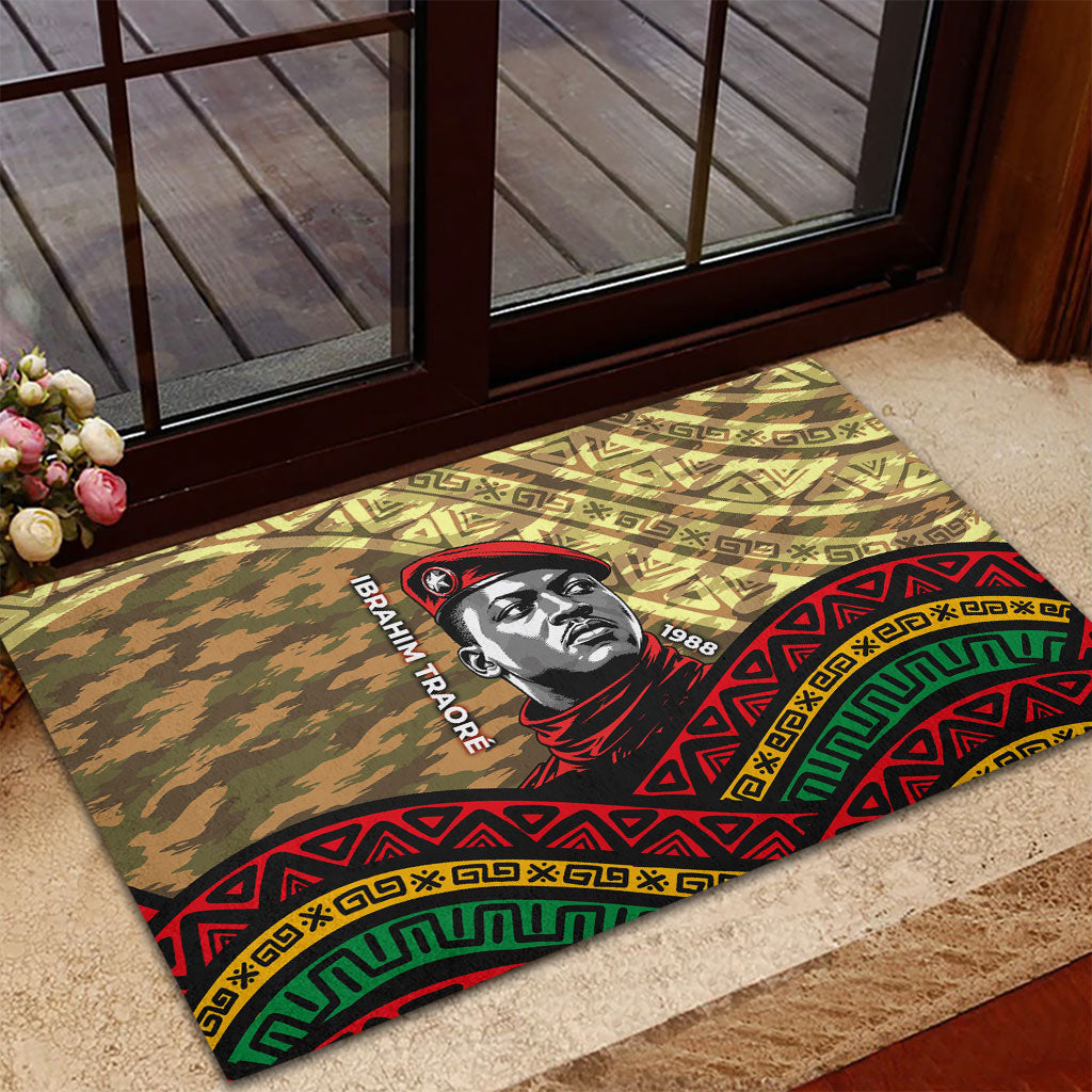 Ibrahim Traore Burkina Faso Rubber Doormat West African Revolutionary Art