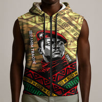 Ibrahim Traore Burkina Faso Sleeveless Zip Hoodie West African Revolutionary Art