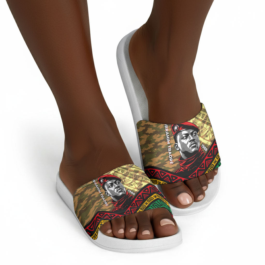 Ibrahim Traore Burkina Faso Slide Sandals West African Revolutionary Art
