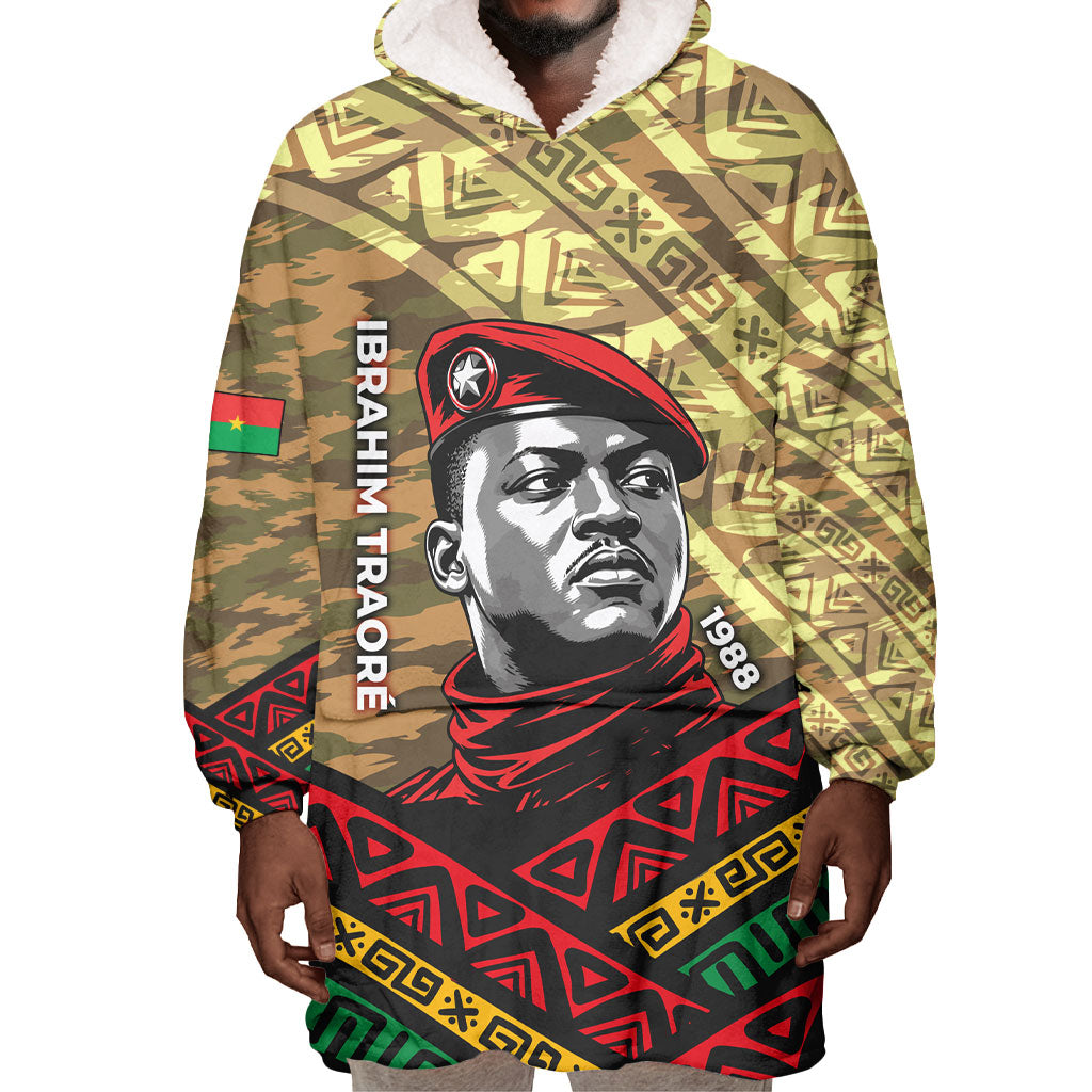 Ibrahim Traore Burkina Faso Wearable Blanket Hoodie West African Revolutionary Art