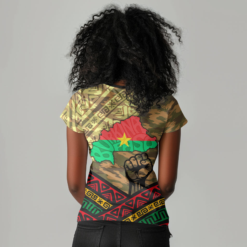Ibrahim Traore Burkina Faso Women V-Neck T-Shirt West African Revolutionary Art