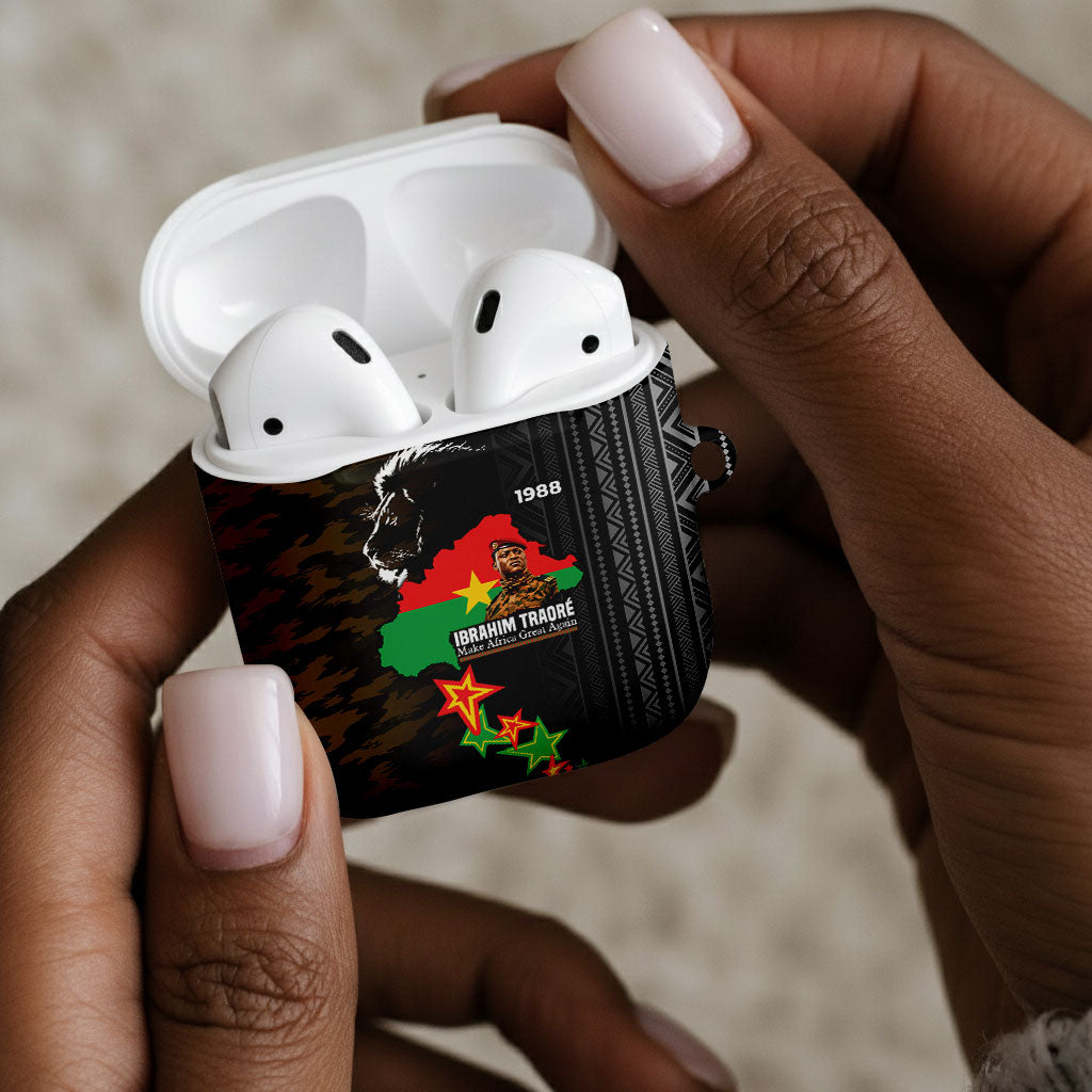 Ibrahim Traore Burkina Faso Make Africa Great Again AirPods Case West African Patriotic Military Tribal Patterns