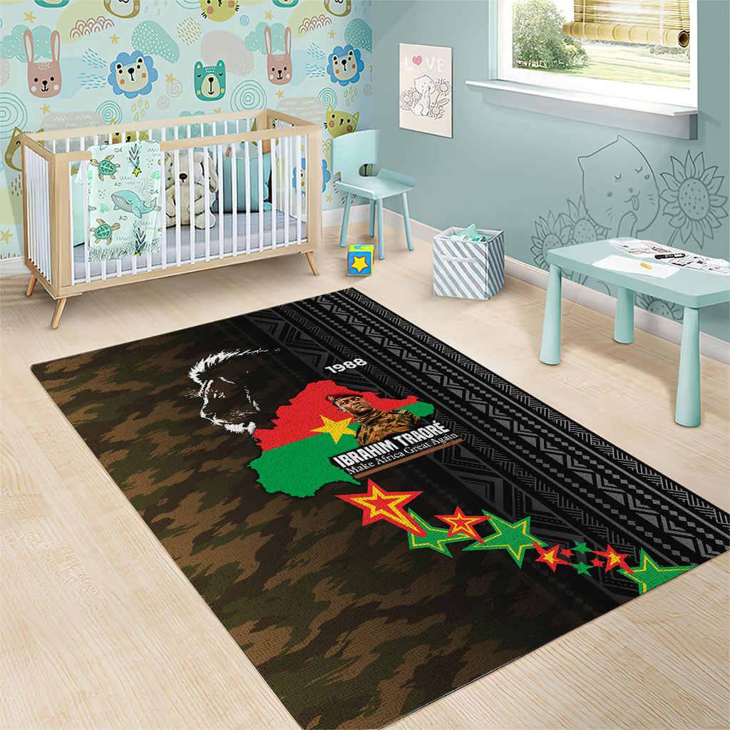 Ibrahim Traore Burkina Faso Make Africa Great Again Area Rug West African Patriotic Military Tribal Patterns
