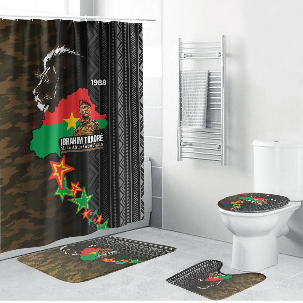 Ibrahim Traore Burkina Faso Make Africa Great Again Bathroom Set West African Patriotic Military Tribal Patterns