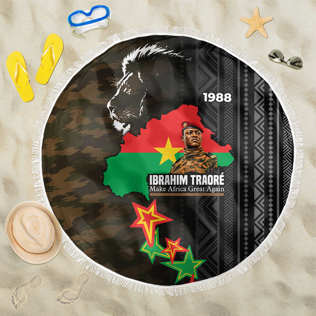 Ibrahim Traore Burkina Faso Make Africa Great Again Beach Blanket West African Patriotic Military Tribal Patterns
