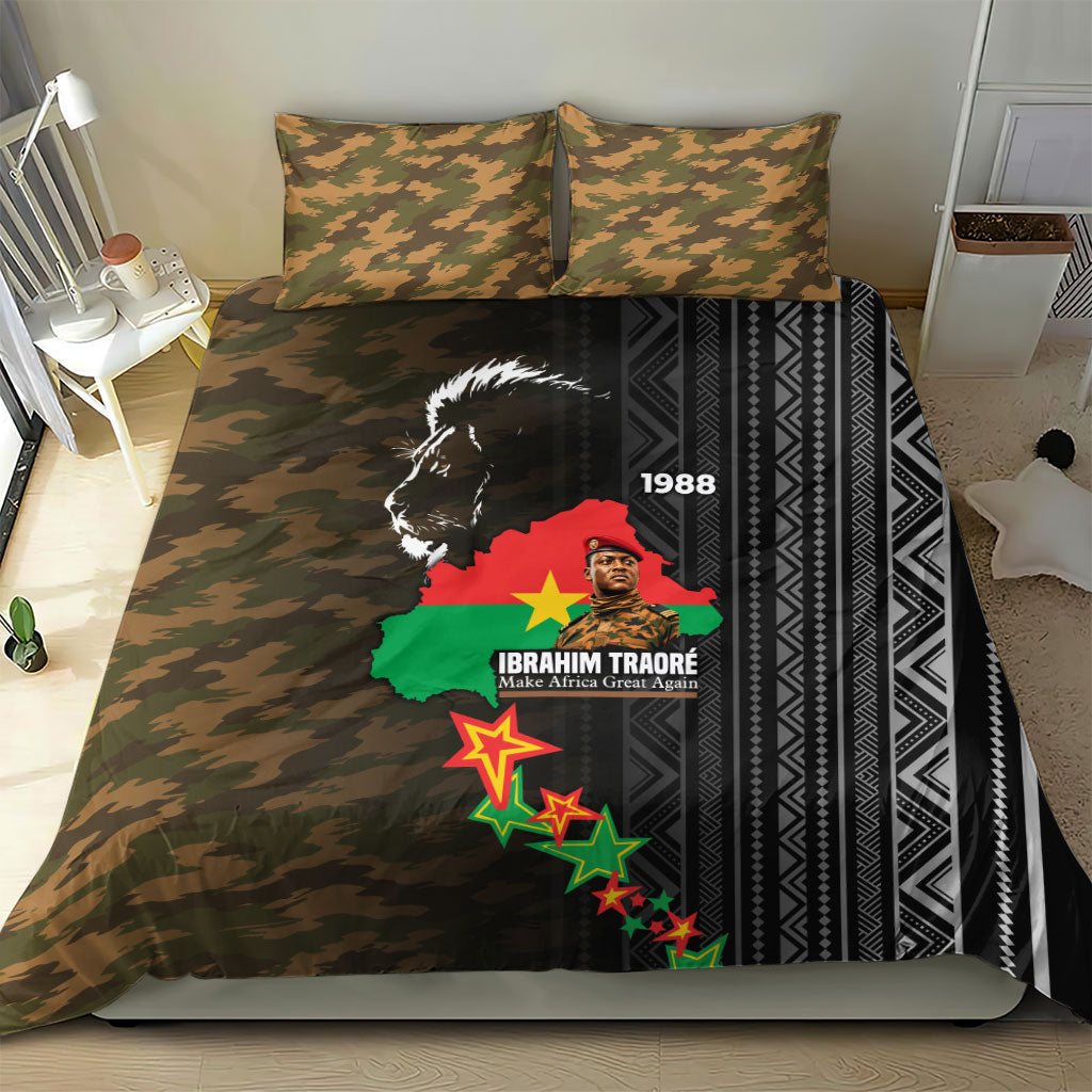 Ibrahim Traore Burkina Faso Make Africa Great Again Bedding Set West African Patriotic Military Tribal Patterns