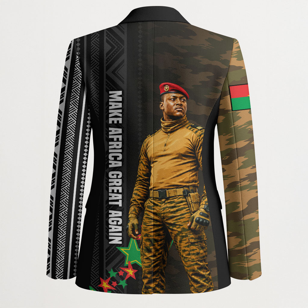 Ibrahim Traore Burkina Faso Make Africa Great Again Blazer West African Patriotic Military Tribal Patterns
