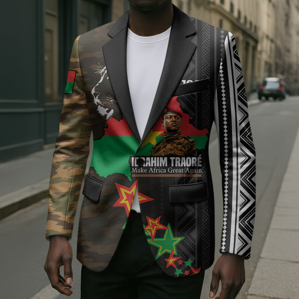 Ibrahim Traore Burkina Faso Make Africa Great Again Blazer West African Patriotic Military Tribal Patterns