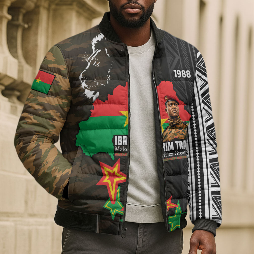 Ibrahim Traore Burkina Faso Make Africa Great Again Bomber Puffer Jacket West African Patriotic Military Tribal Patterns