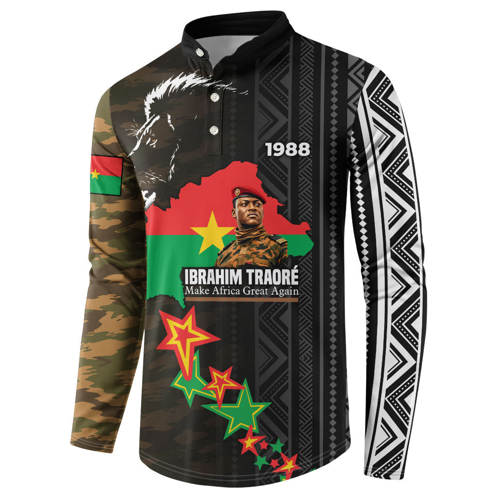 Ibrahim Traore Burkina Faso Make Africa Great Again Button Sweatshirt West African Patriotic Military Tribal Patterns
