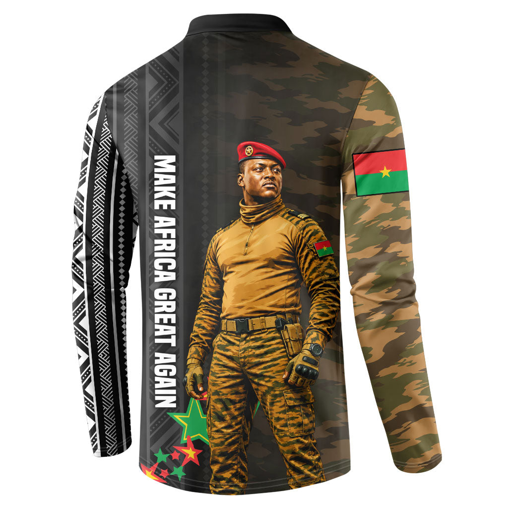 Ibrahim Traore Burkina Faso Make Africa Great Again Button Sweatshirt West African Patriotic Military Tribal Patterns