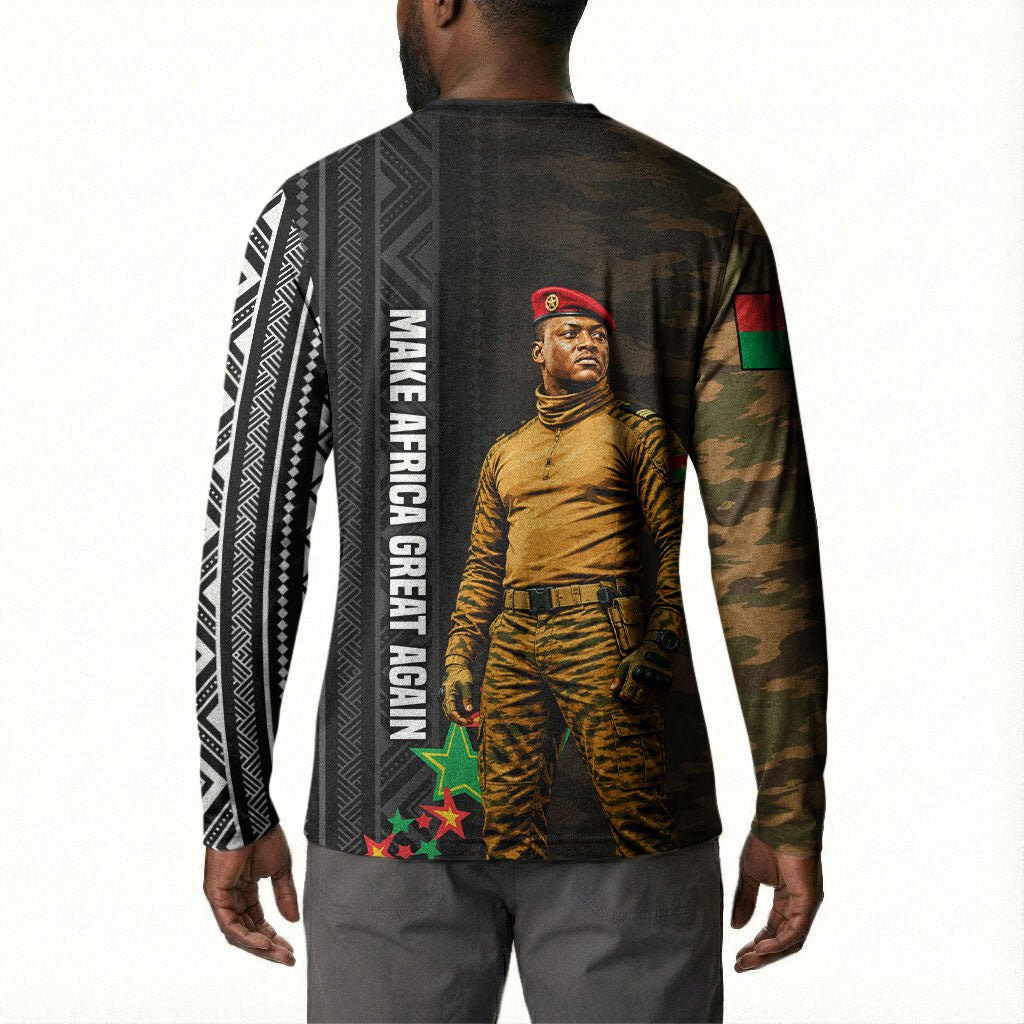 Ibrahim Traore Burkina Faso Make Africa Great Again Button Sweatshirt West African Patriotic Military Tribal Patterns