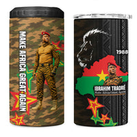 Ibrahim Traore Burkina Faso Make Africa Great Again 4 in 1 Can Cooler Tumbler West African Patriotic Military Tribal Patterns