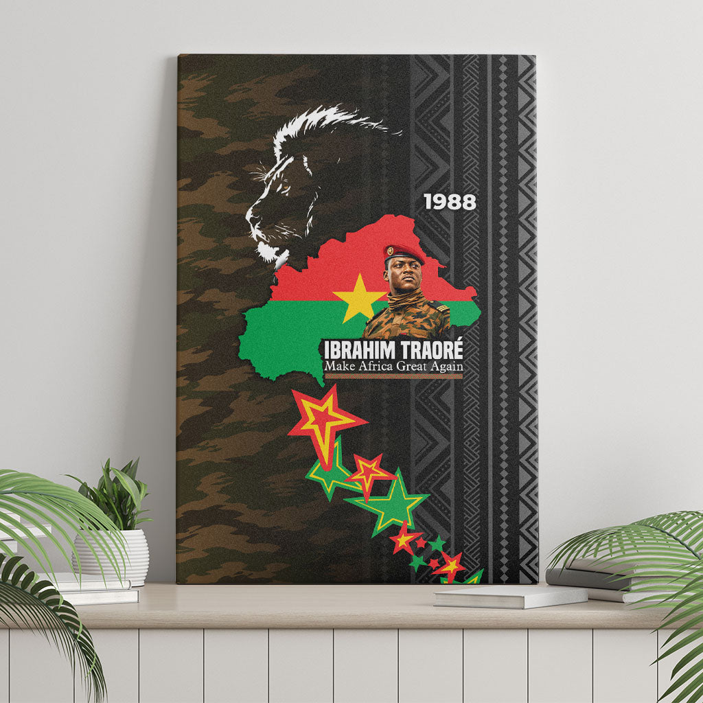 Ibrahim Traore Burkina Faso Make Africa Great Again Canvas Wall Art West African Patriotic Military Tribal Patterns