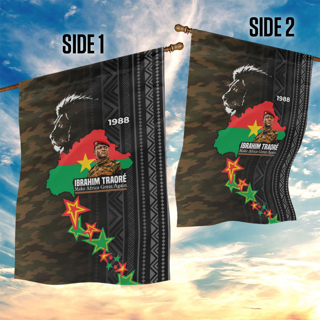 Ibrahim Traore Burkina Faso Make Africa Great Again Garden Flag West African Patriotic Military Tribal Patterns