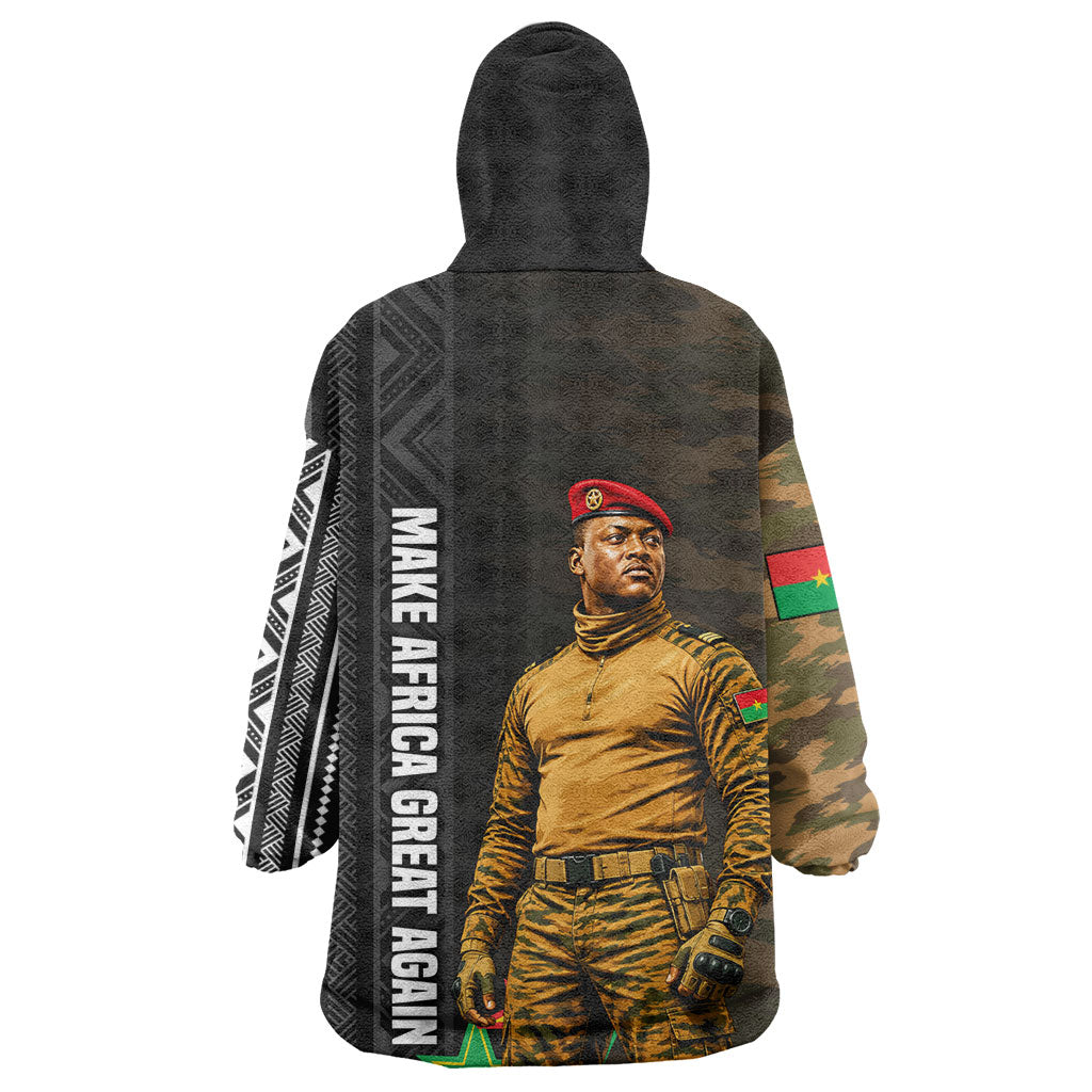 Ibrahim Traore Burkina Faso Make Africa Great Again Kid Wearable Blanket Hoodie West African Patriotic Military Tribal Patterns