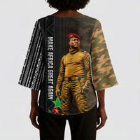 Ibrahim Traore Burkina Faso Make Africa Great Again Kimono Sleeve Blouse West African Patriotic Military Tribal Patterns