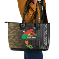 Ibrahim Traore Burkina Faso Make Africa Great Again Leather Tote Bag West African Patriotic Military Tribal Patterns