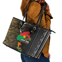 Ibrahim Traore Burkina Faso Make Africa Great Again Leather Tote Bag West African Patriotic Military Tribal Patterns