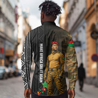 Ibrahim Traore Burkina Faso Make Africa Great Again Long Sleeve Button Shirt West African Patriotic Military Tribal Patterns