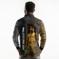 Ibrahim Traore Burkina Faso Make Africa Great Again Long Sleeve Polo Shirt West African Patriotic Military Tribal Patterns