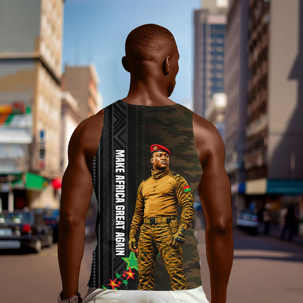 Ibrahim Traore Burkina Faso Make Africa Great Again Men Tank Top West African Patriotic Military Tribal Patterns