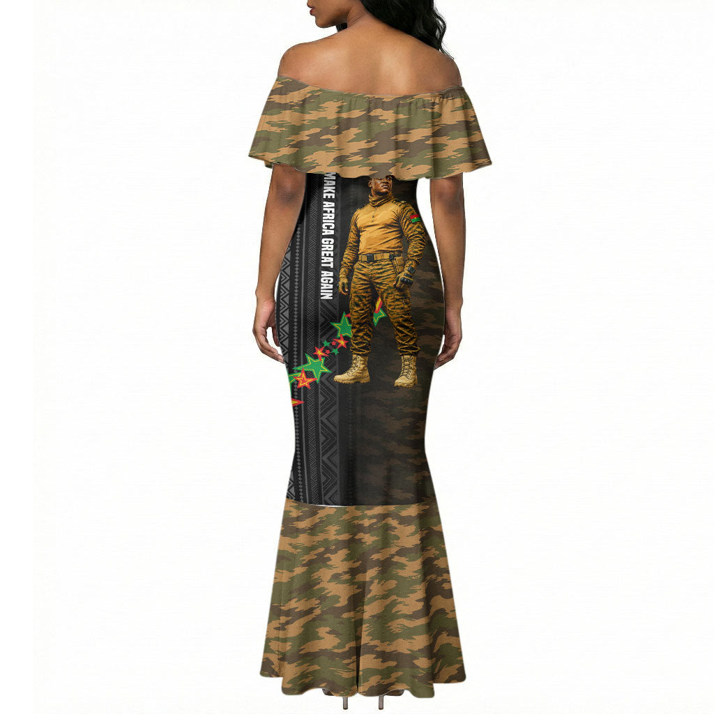 Ibrahim Traore Burkina Faso Make Africa Great Again Mermaid Dress West African Patriotic Military Tribal Patterns