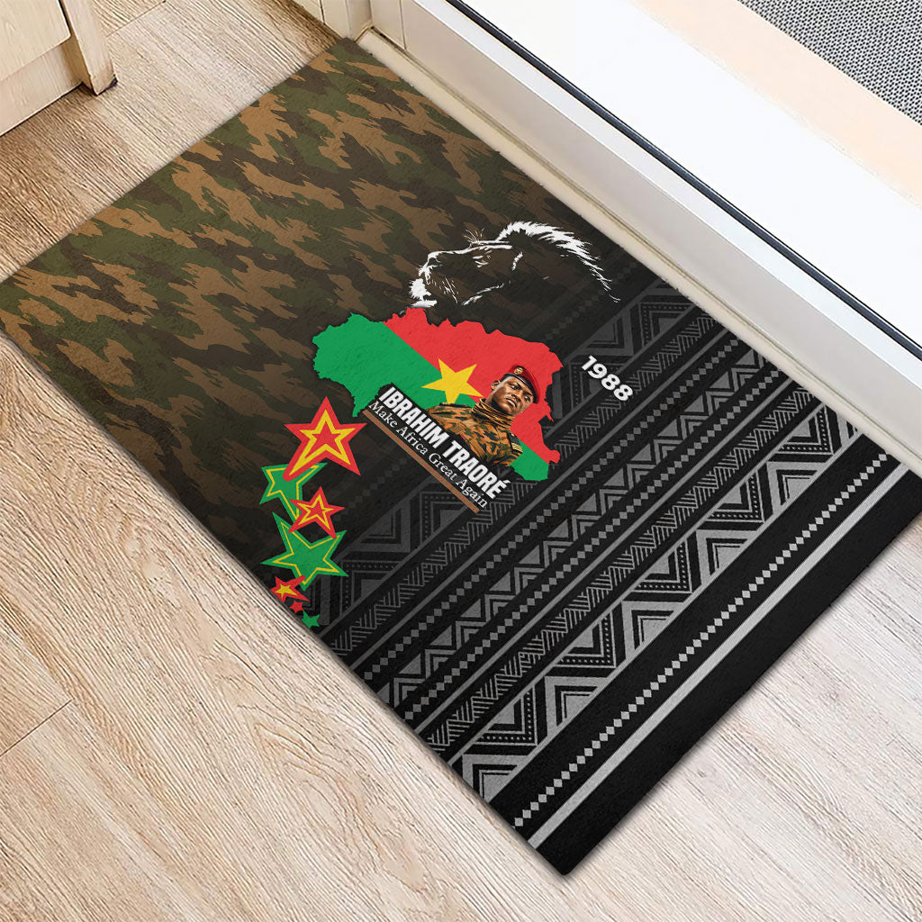 Ibrahim Traore Burkina Faso Make Africa Great Again Rubber Doormat West African Patriotic Military Tribal Patterns