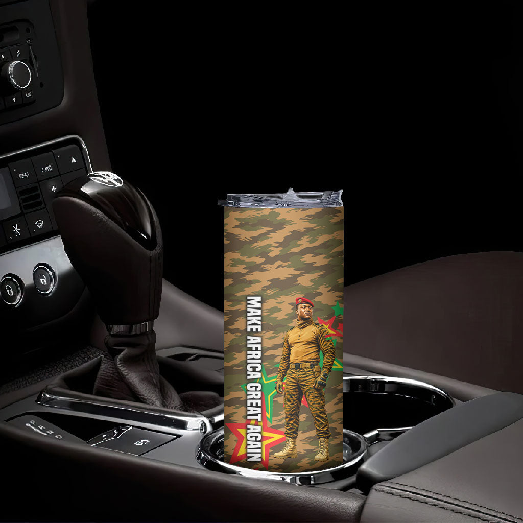 Ibrahim Traore Burkina Faso Make Africa Great Again Skinny Tumbler West African Patriotic Military Tribal Patterns
