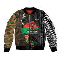 Ibrahim Traore Burkina Faso Make Africa Great Again Sleeve Zip Bomber Jacket West African Patriotic Military Tribal Patterns