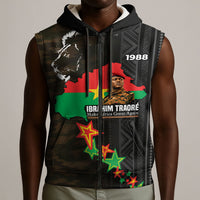 Ibrahim Traore Burkina Faso Make Africa Great Again Sleeveless Zip Hoodie West African Patriotic Military Tribal Patterns