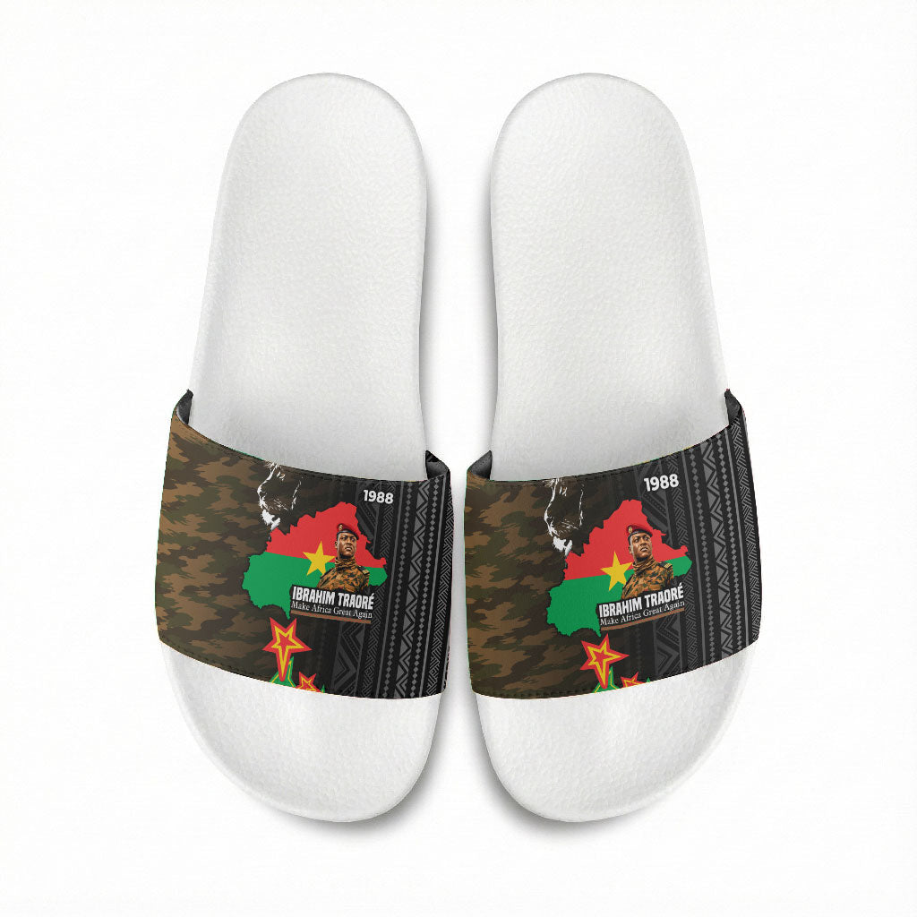 Ibrahim Traore Burkina Faso Make Africa Great Again Slide Sandals West African Patriotic Military Tribal Patterns