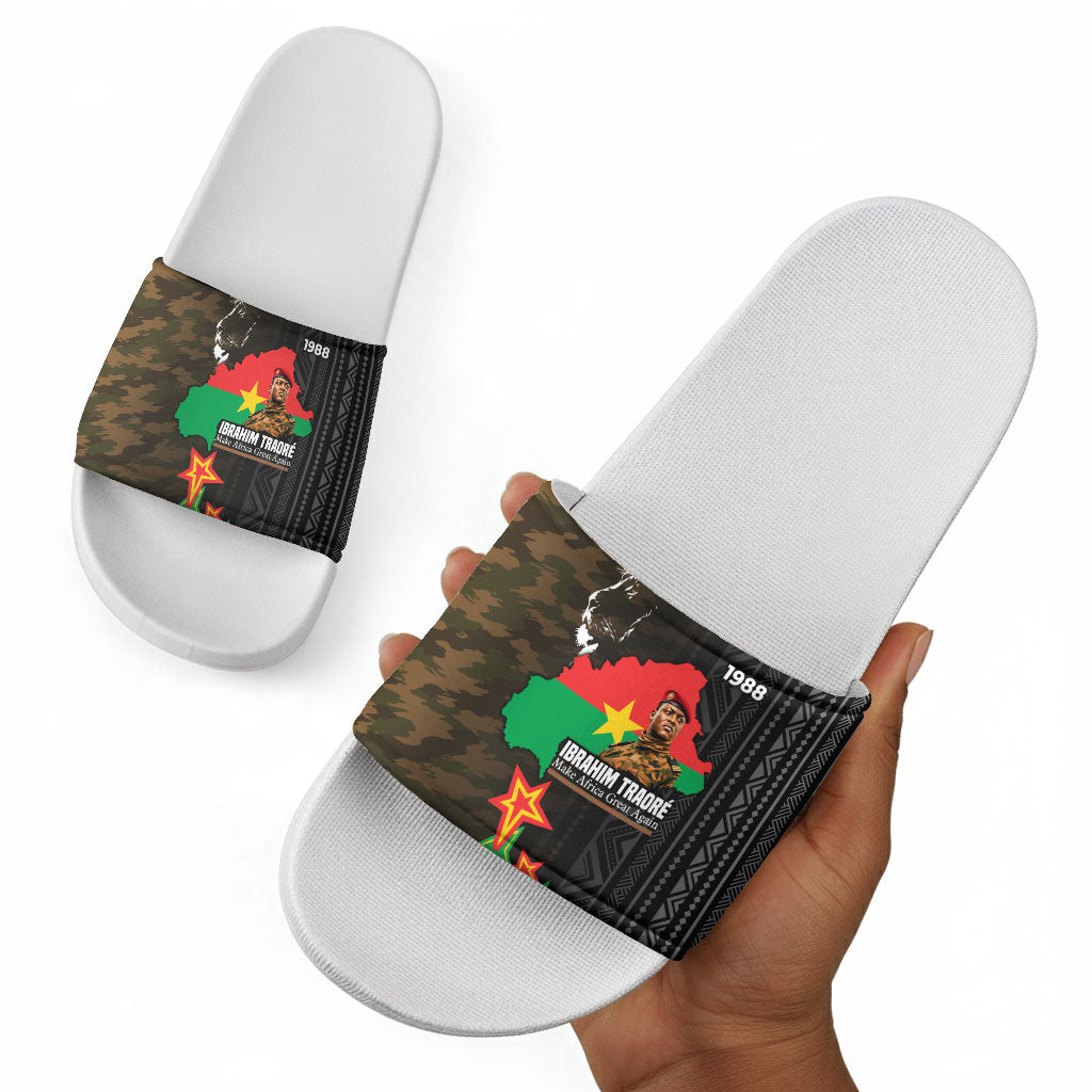 Ibrahim Traore Burkina Faso Make Africa Great Again Slide Sandals West African Patriotic Military Tribal Patterns