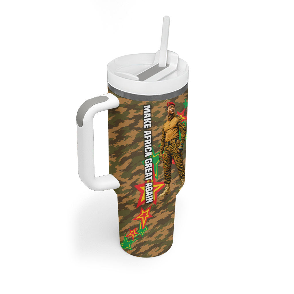 Ibrahim Traore Burkina Faso Make Africa Great Again Tumbler With Handle West African Patriotic Military Tribal Patterns