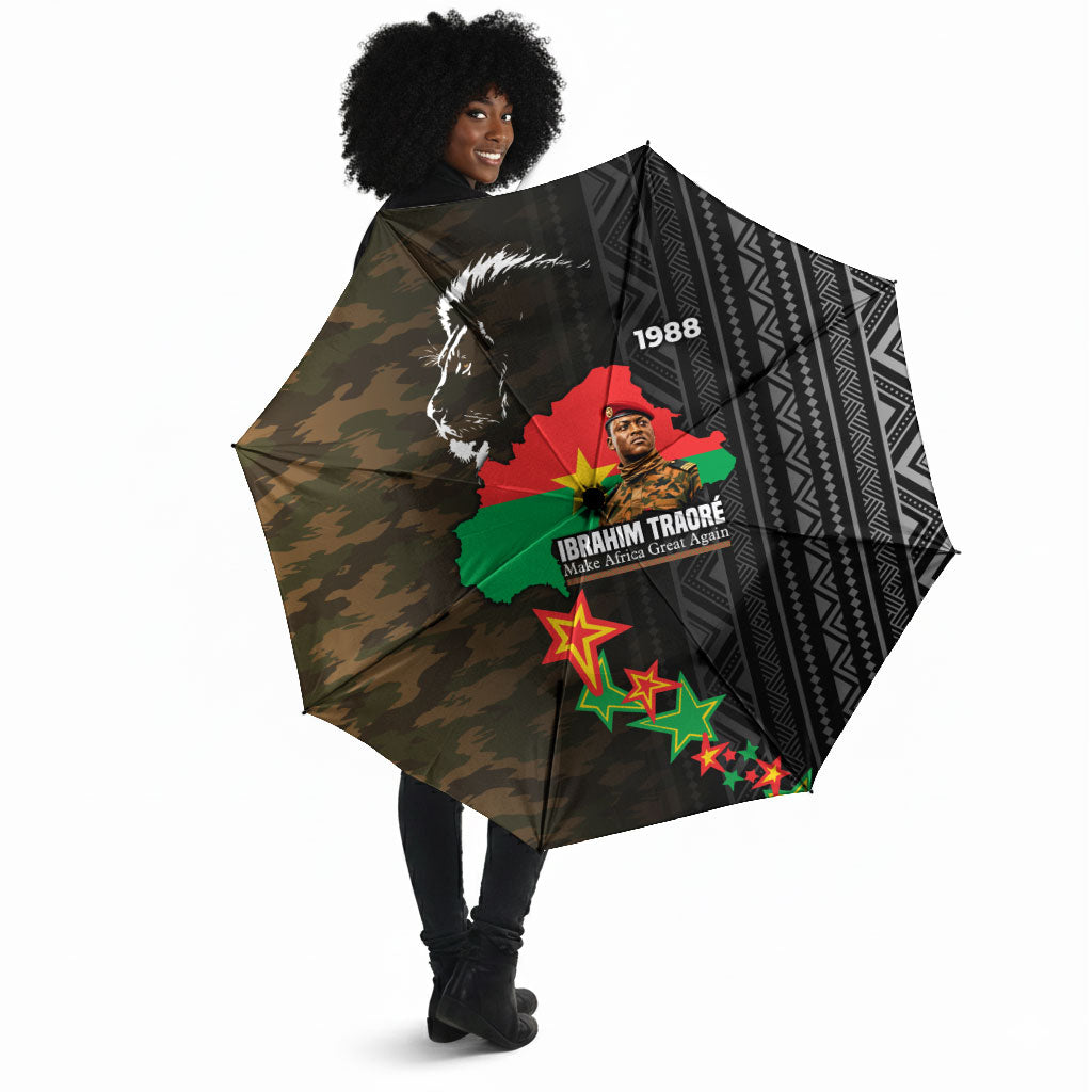 Ibrahim Traore Burkina Faso Make Africa Great Again Umbrella West African Patriotic Military Tribal Patterns