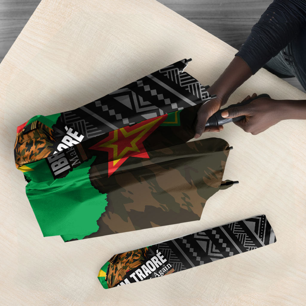 Ibrahim Traore Burkina Faso Make Africa Great Again Umbrella West African Patriotic Military Tribal Patterns