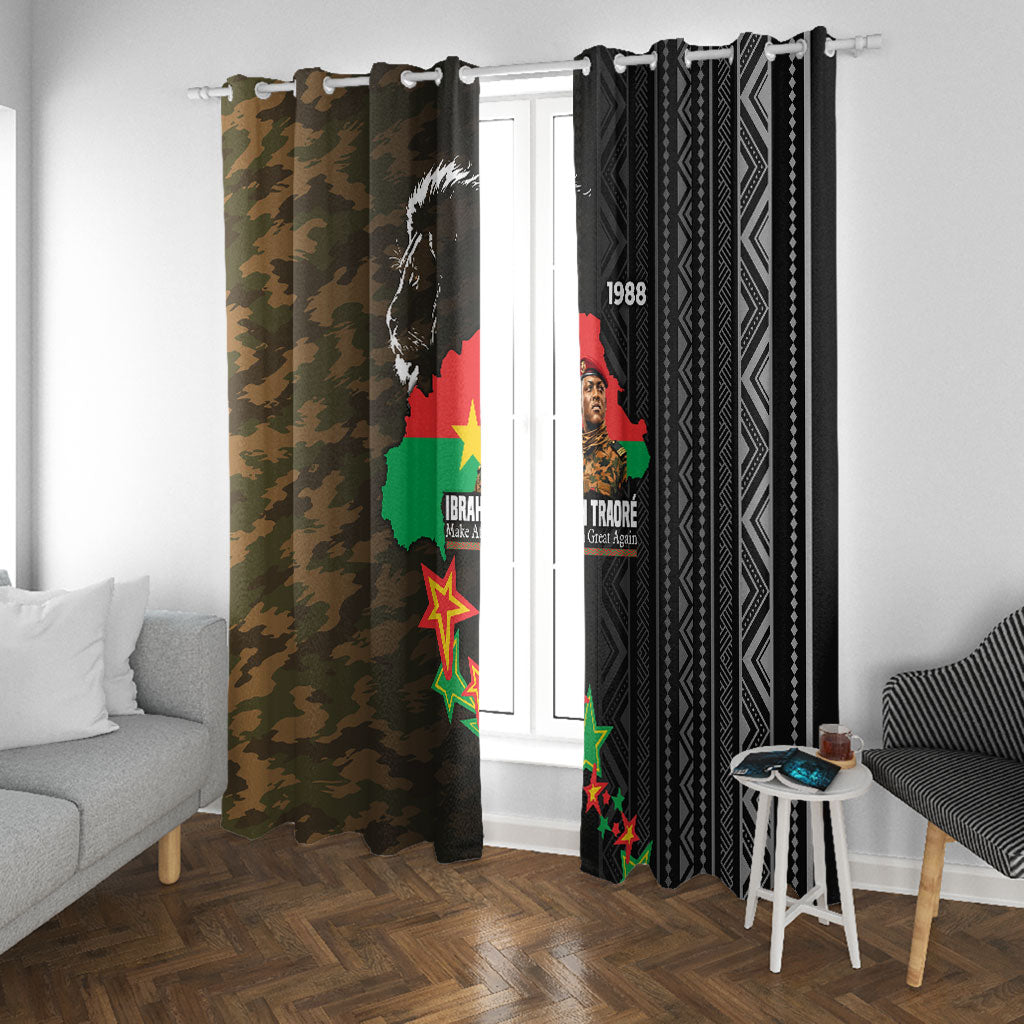 Ibrahim Traore Burkina Faso Make Africa Great Again Window Curtain West African Patriotic Military Tribal Patterns