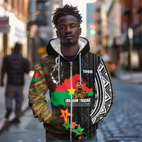 Ibrahim Traore Burkina Faso Make Africa Great Again Zip Hoodie West African Patriotic Military Tribal Patterns