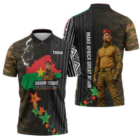 Ibrahim Traore Burkina Faso Make Africa Great Again Zipper Polo Shirt West African Patriotic Military Tribal Patterns