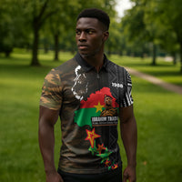 Ibrahim Traore Burkina Faso Make Africa Great Again Zipper Polo Shirt West African Patriotic Military Tribal Patterns